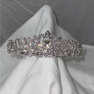 Silver Rhinestone Tiara Headband with Combs Prom Pageant Bride